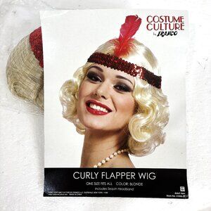 Flapper Roaring 20’s Wig with Sequin Headband Costume Culture by Franco NOS NWT